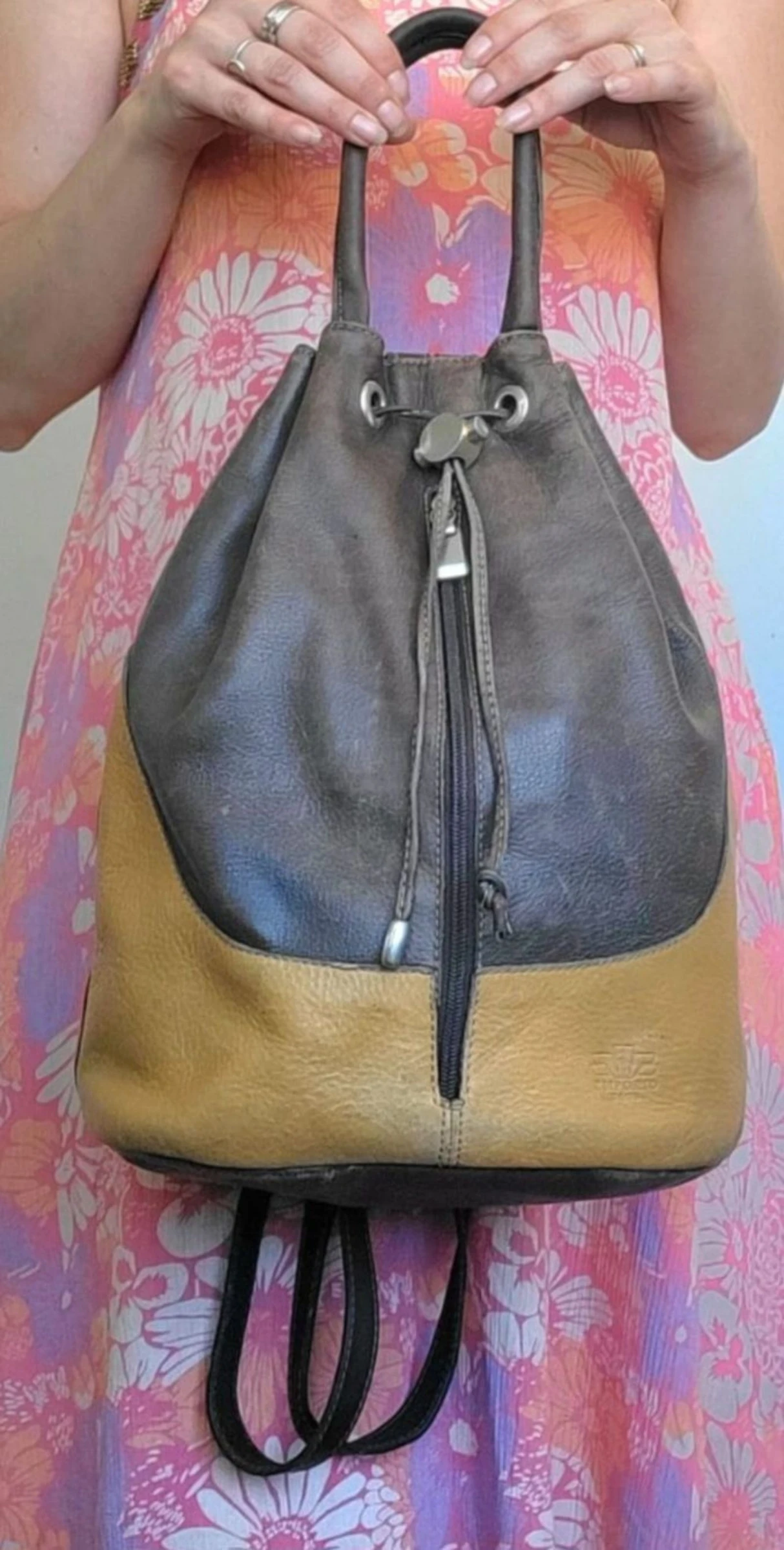 El Corte Inglés Real Leather Bucket Backpack Vintage Retro 90s – photo 3